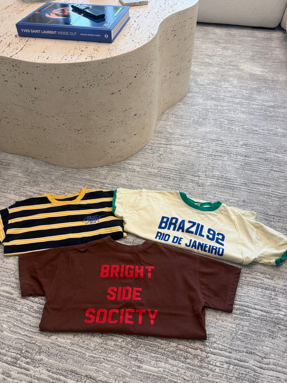 Zara Brown Tee with Red Graphic "BRIGHT SIDE SOCIETY"